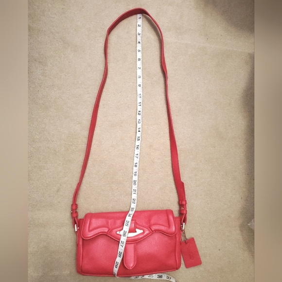 Danier Leather bright coral pink small shoulder crossbody handbag bag pebble - Picture 7 of 16